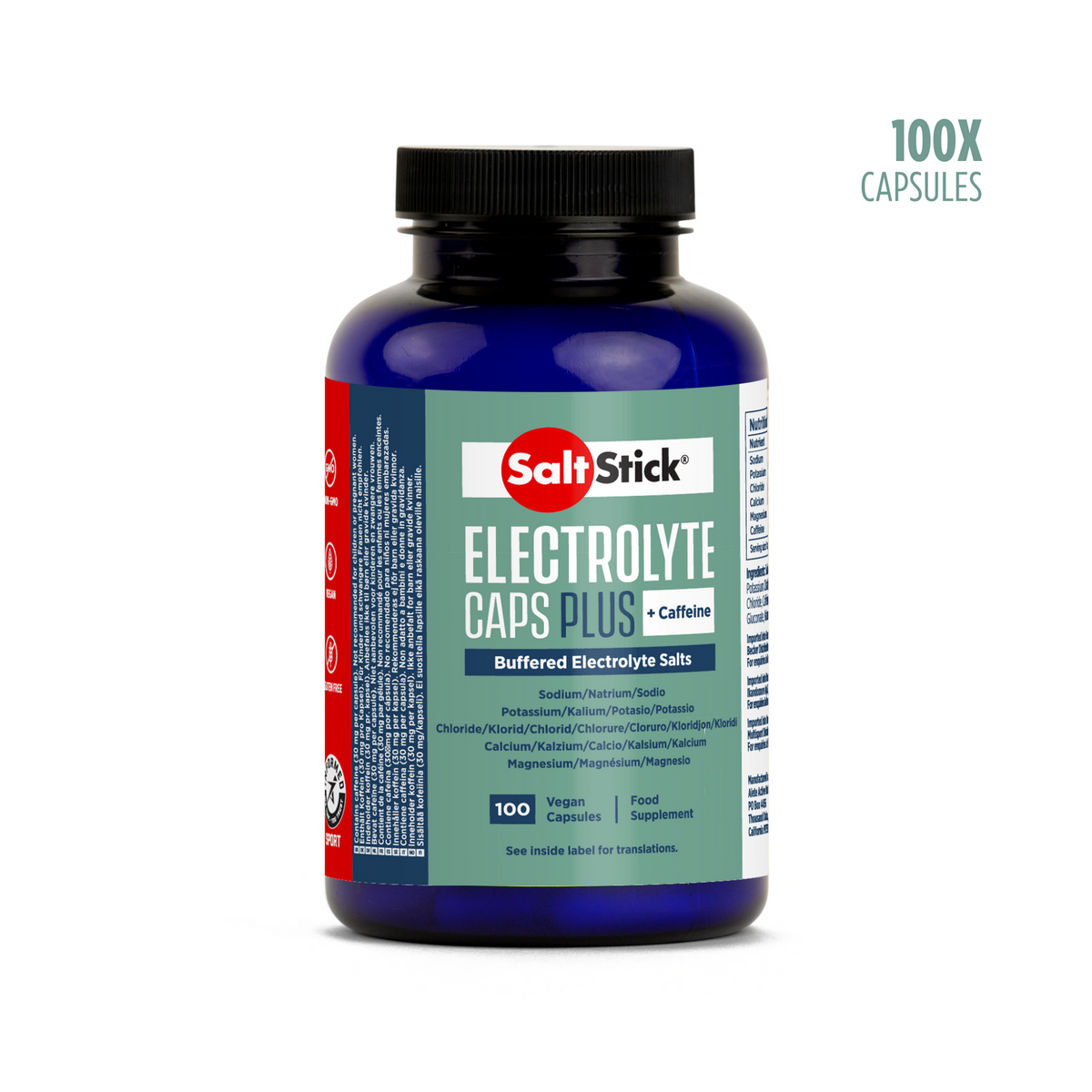 SaltStick PLUS Elektrolytkapsler med koffein (100 kapsler) Datovare