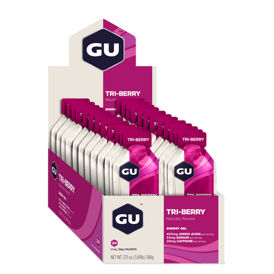 GU Energy Energigel Tri-berry med koffein (24 x 32g) 12 stk. MASTER
