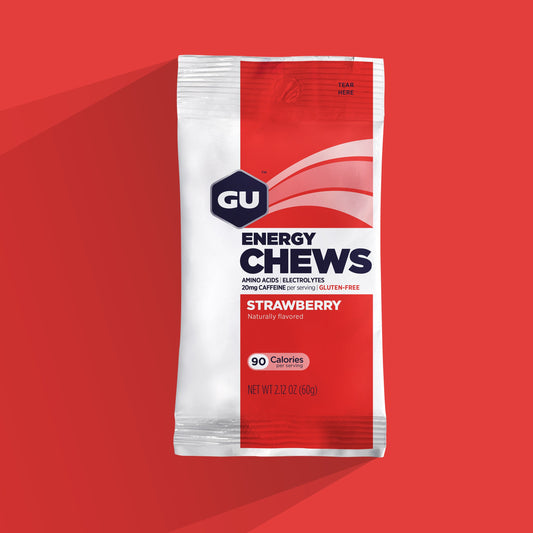 GU Energy Chews Strawberry med offein (30g) - DATOVARE