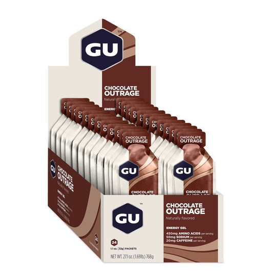 GU Energy Gel Chocolate Outrage med koffein (24 x 32g)